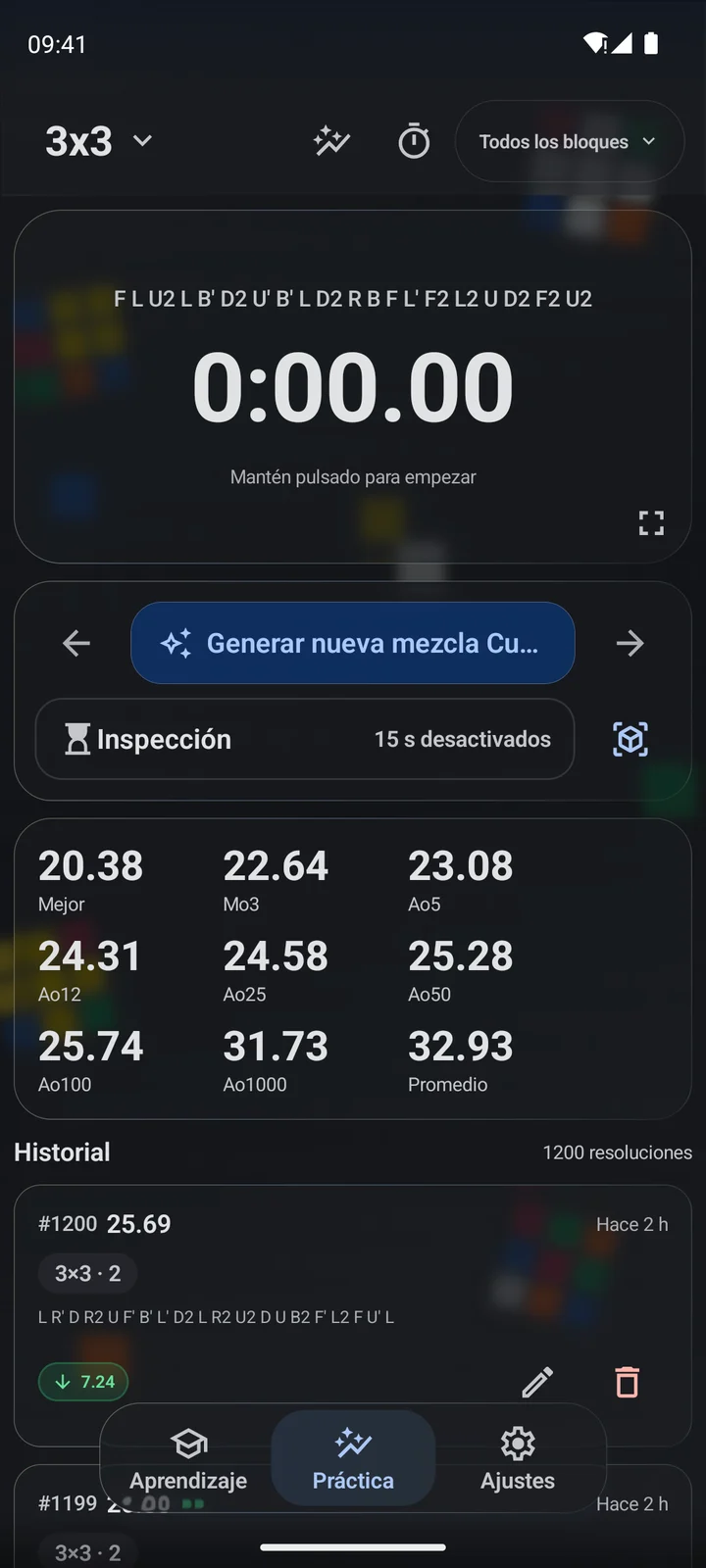 Cubiq · Cronómetro y mezclas · Español
