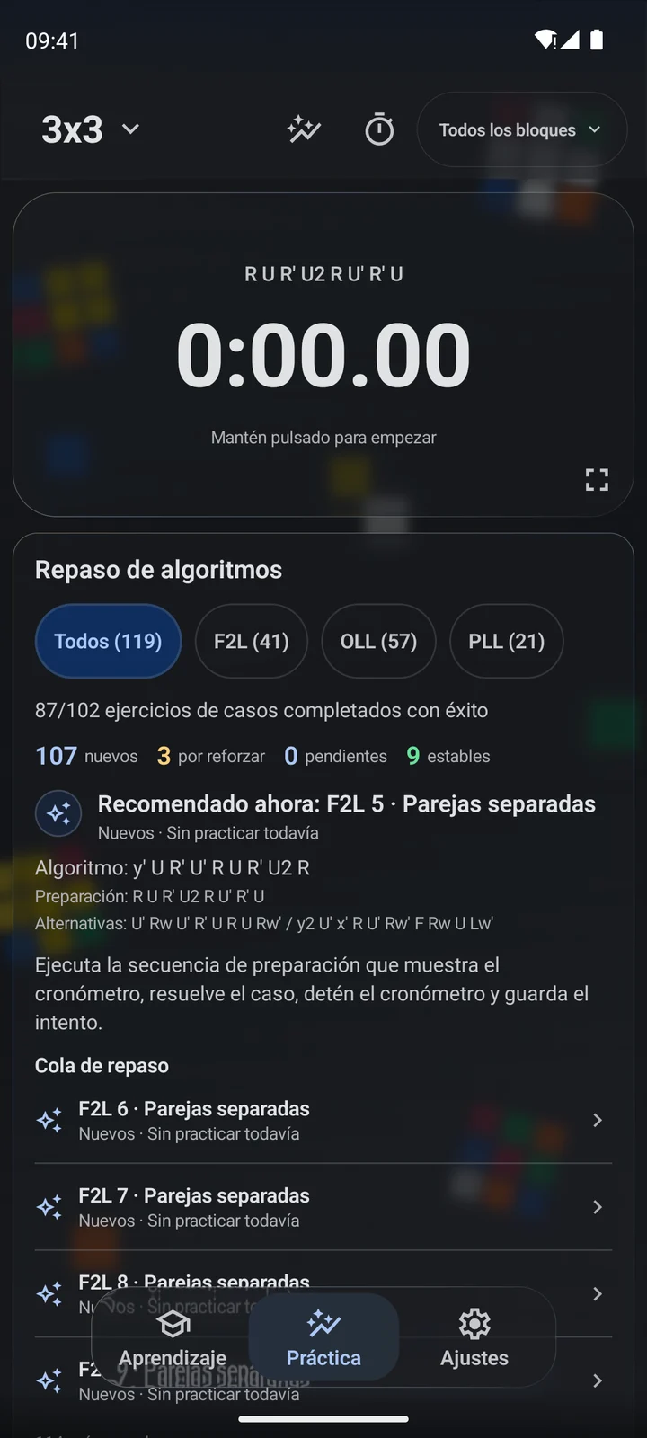 Cubiq · Entrenamiento de algoritmos y etapas · Español