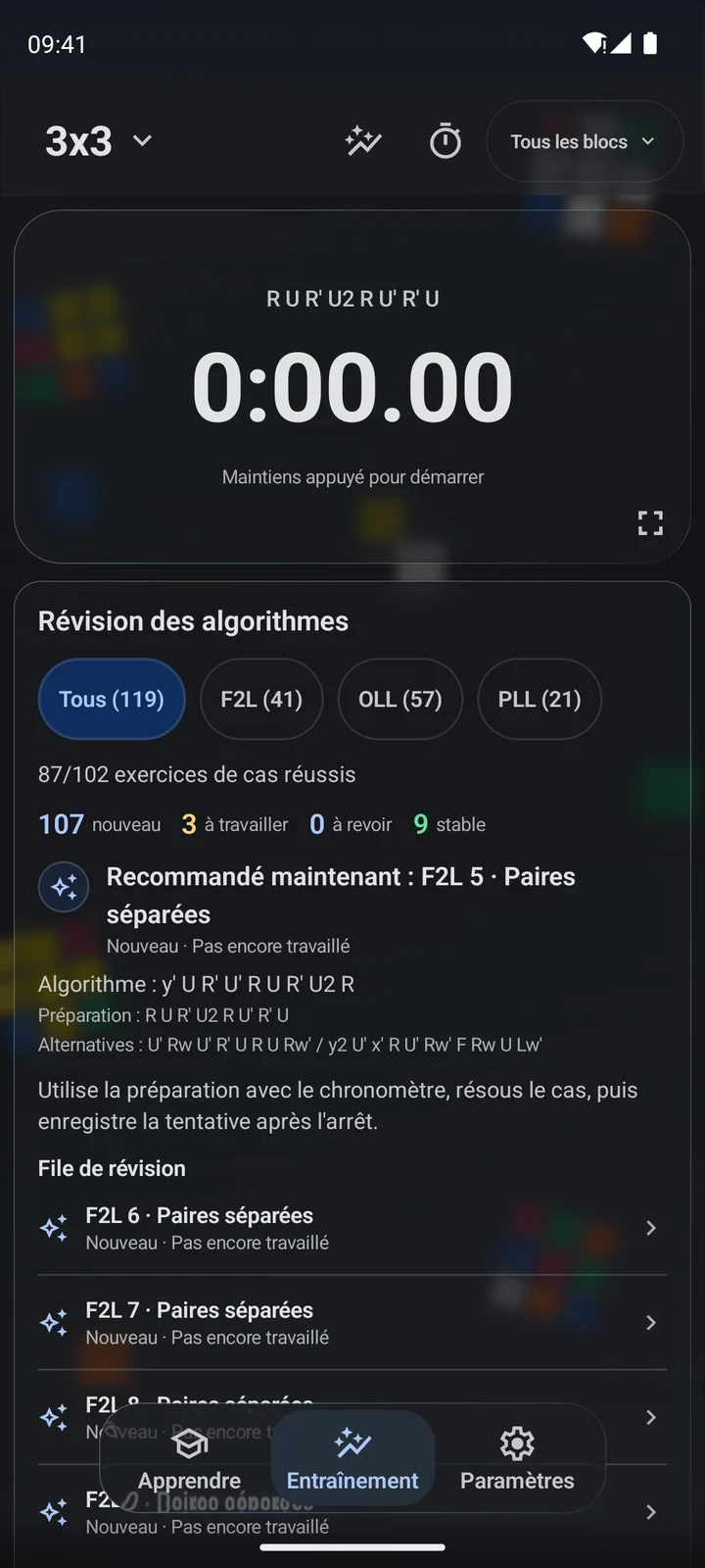 Cubiq · Entraînement aux algorithmes et aux étapes · Français