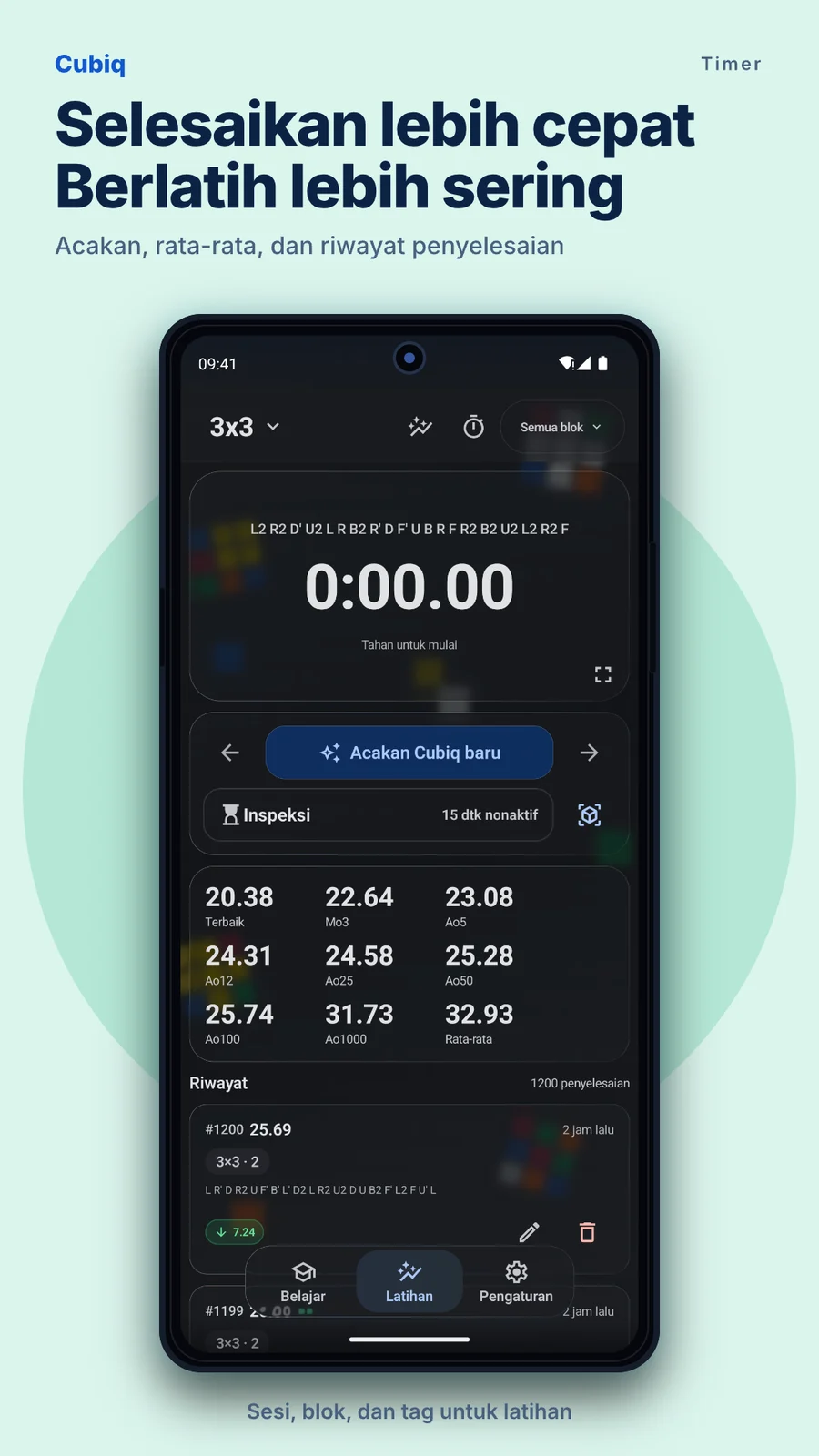 Cubiq · Timer dan acakan · Bahasa Indonesia