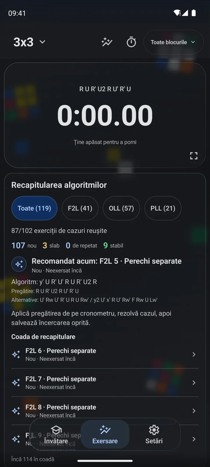 Cubiq · Exersarea algoritmilor și a etapelor · Română