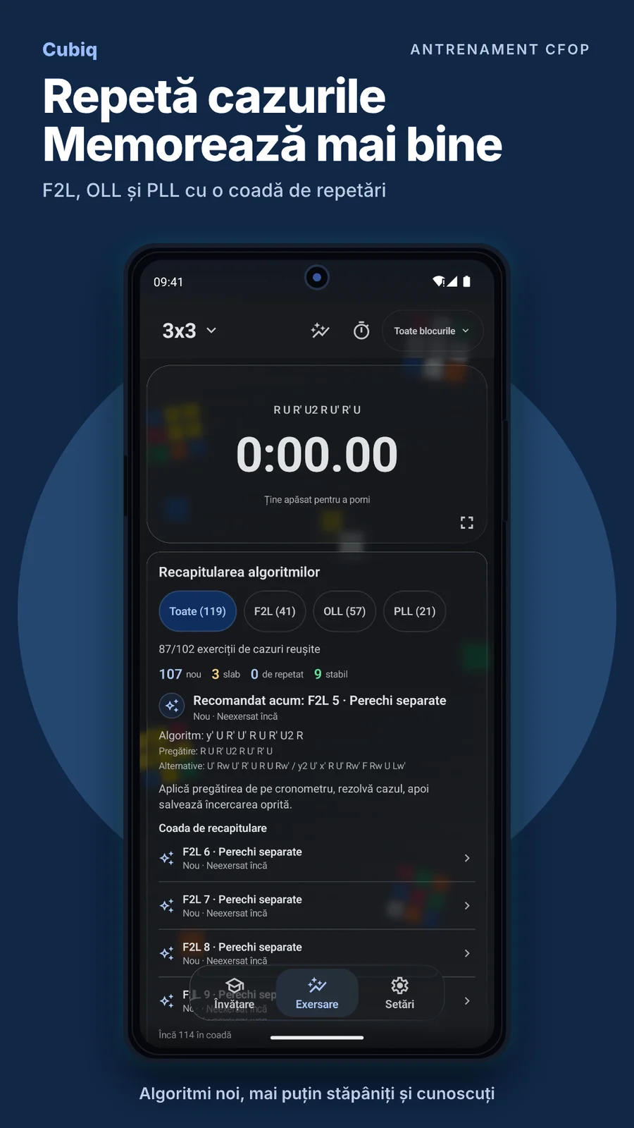 Cubiq · Exersarea algoritmilor și a etapelor · Română