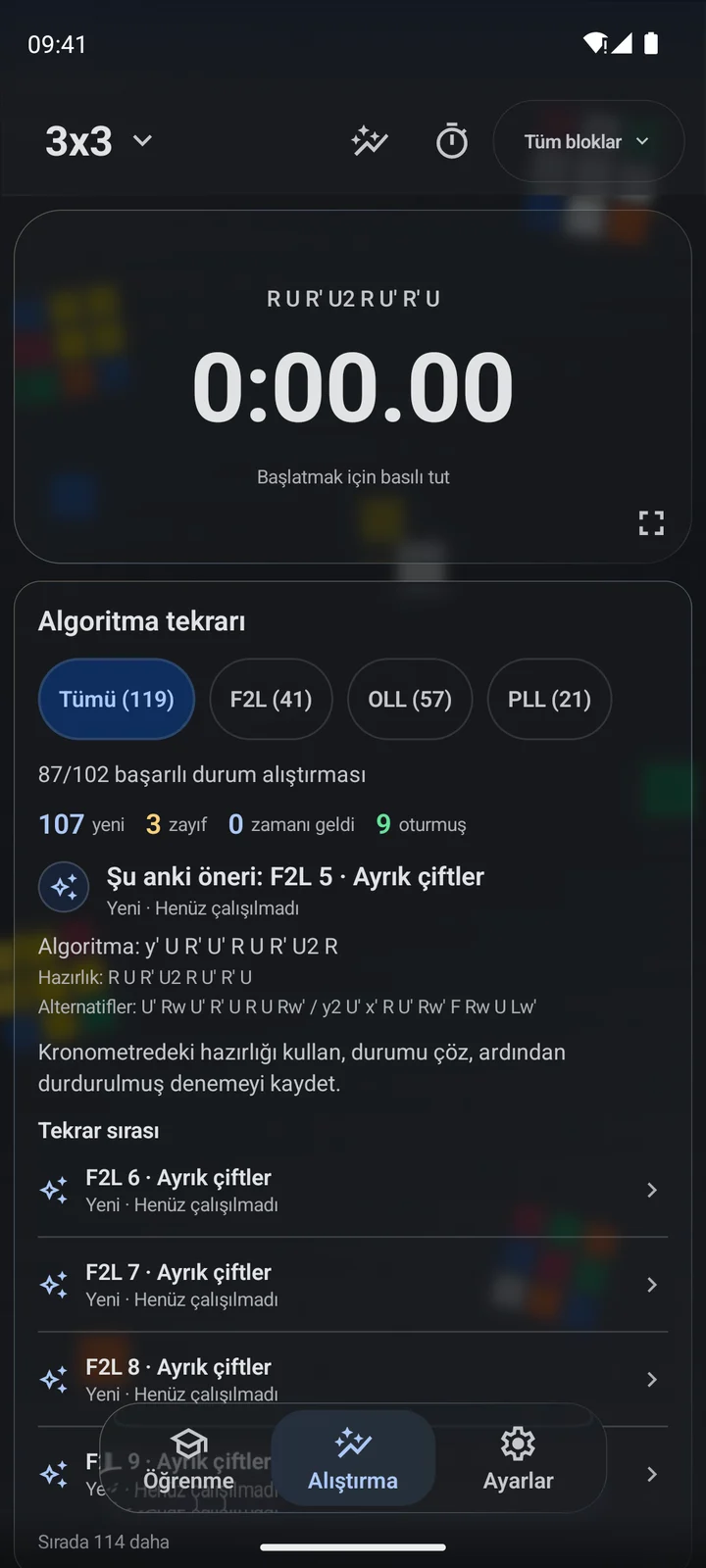 Cubiq · Algoritma ve aşama alıştırmaları · Türkçe