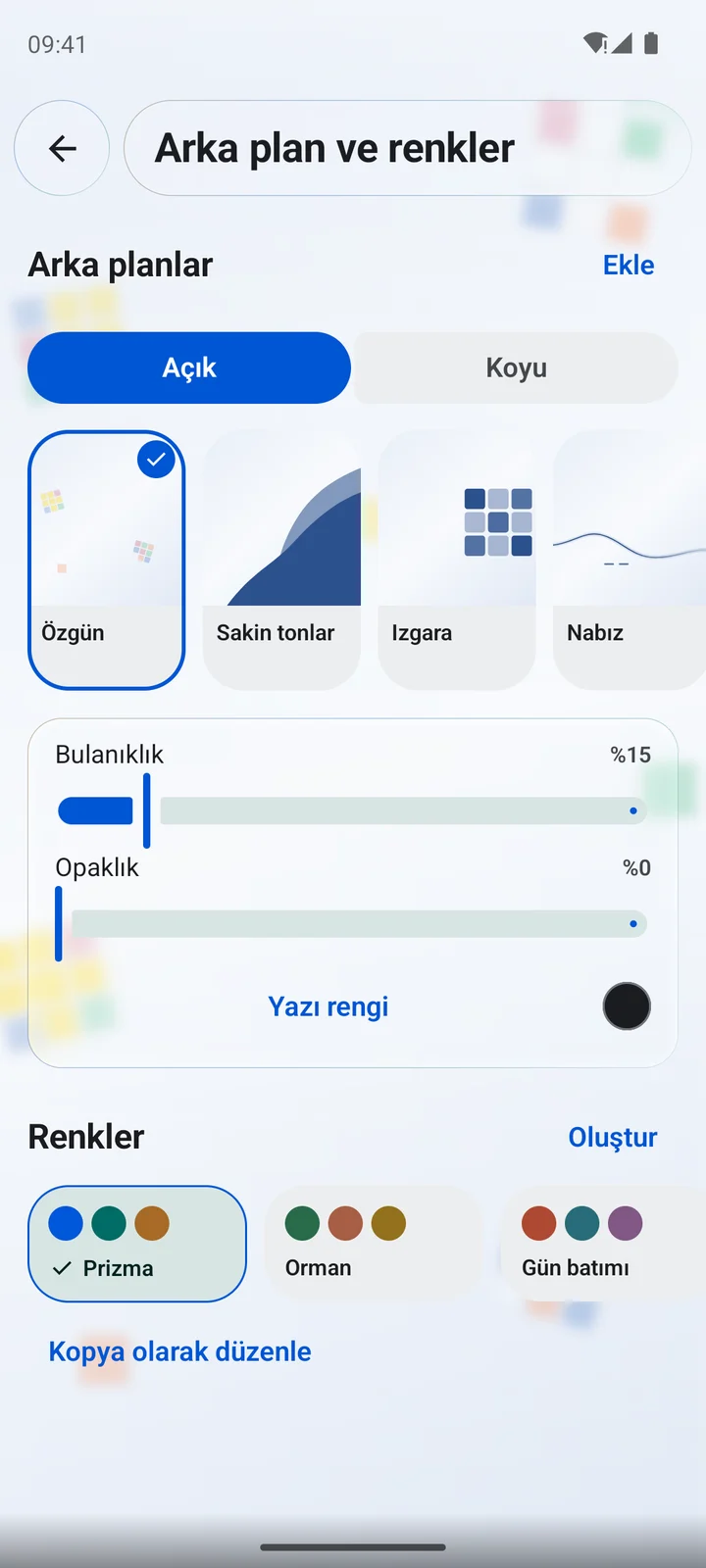 Cubiq · Görünümü kişiselleştir · Türkçe