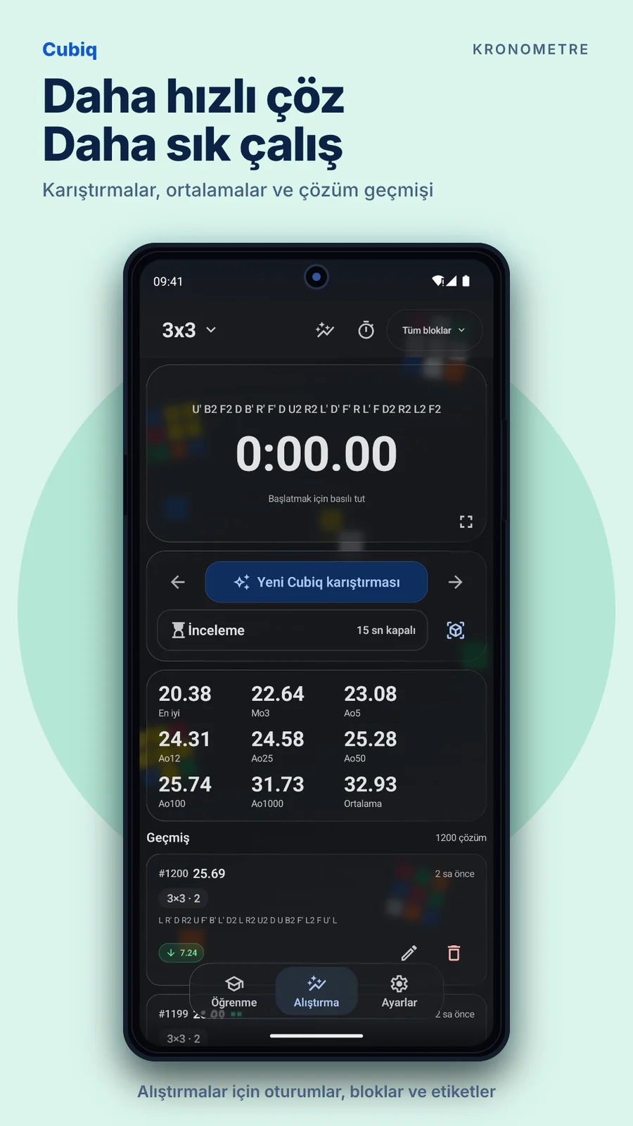 Cubiq · Kronometre ve karıştırmalar · Türkçe