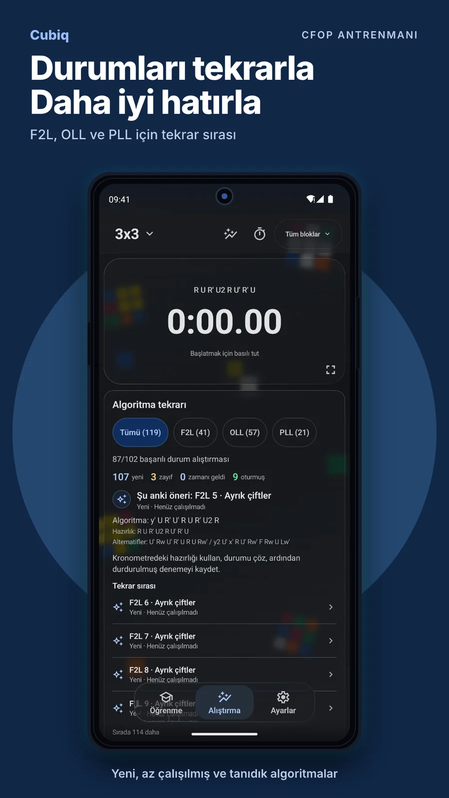 Cubiq · Algoritma ve aşama alıştırmaları · Türkçe